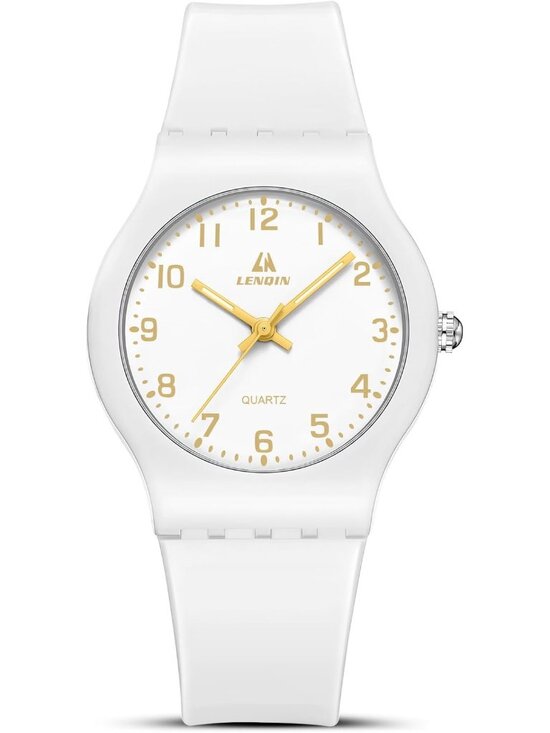 Ln Lenqin Women\'s All White Analog Quartz Rubber Strap Waterproof Wrist Watch main image 7